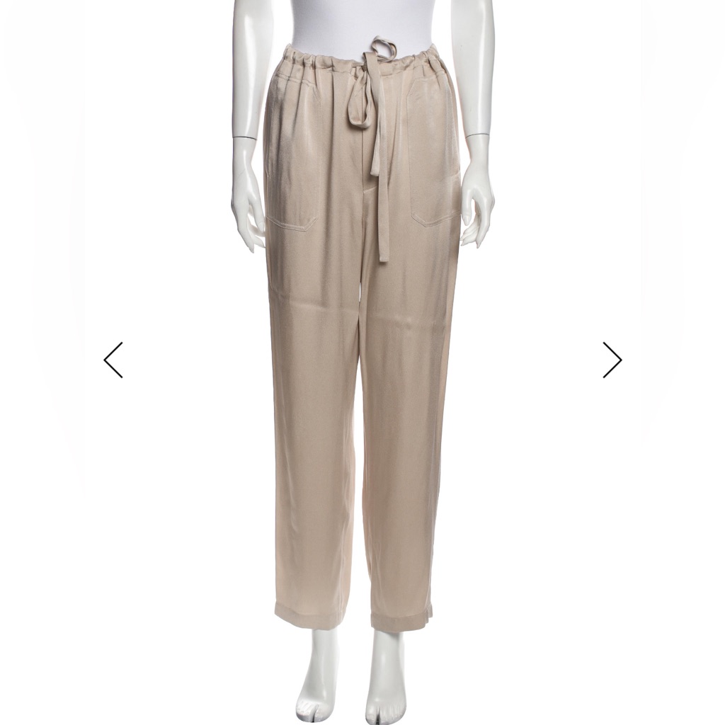 Vince Taupe Silk Drawstring Womens Joggers